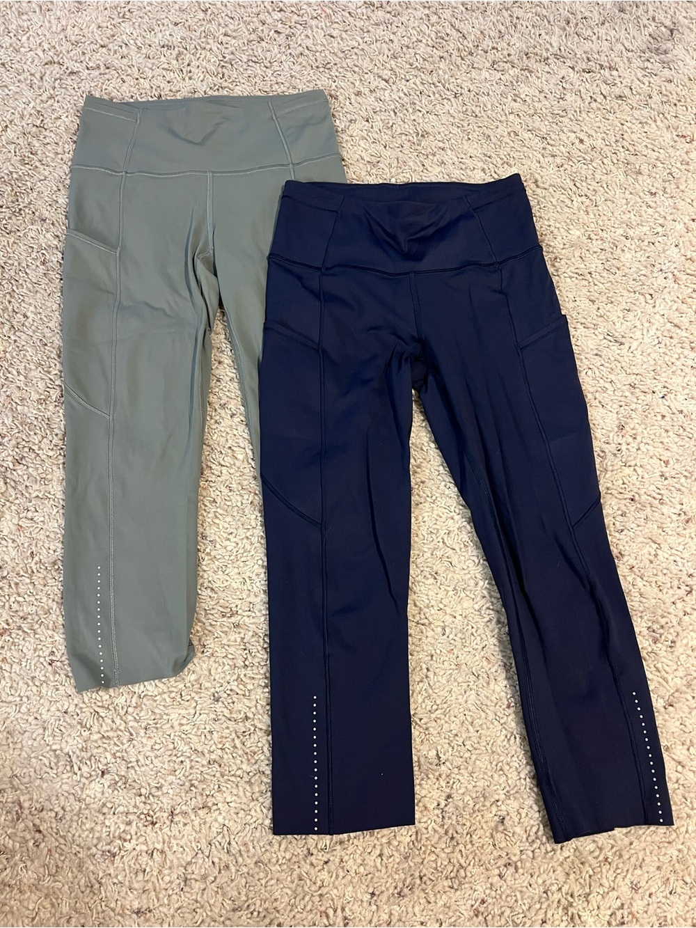 lululemon athletica fast and free Capri Leggings in Olive and Navy